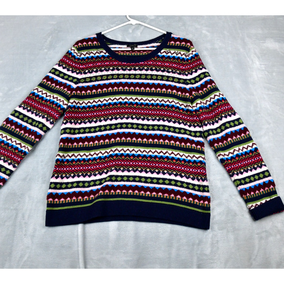 Talbots Sweater Womens Large Colorful Long Sleeve Cottage Core Holiday - Picture 1 of 9